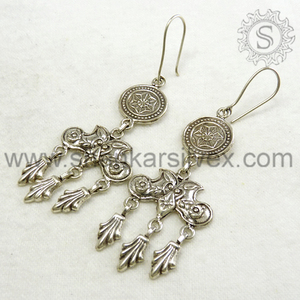 Valentine's Day <b>Gift</b> for Woman Solid 925 Sterling Silver Artisan Look Dangle Earrings Bohemian Handmade Jewelry Bulk Suppliers - Product Image 2