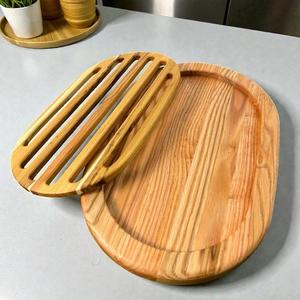 Planche à découper en bois d'acacia naturel, rectangulaire, faite à la main, épaisseur 1,2 cm, passe au lave-vaisselle, durable pour les légumes et la viande - Product Image 4