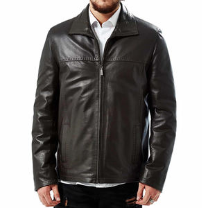 Veste en cuir de motard en cuir véritable avec fermeture éclair, vente en gros, pour hommes, veste en cuir PU personnalisée - Product Image 6