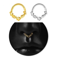 Anneau de nez en acier inoxydable 316L style punk avec zircone cubique, boucle fermée, pour septum et daith, bijoux de piercing corporel, fournisseur en gros, usine ODM