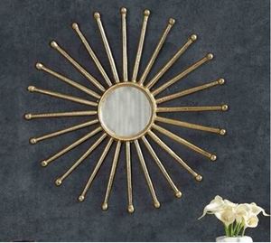 Miroir mural moderne rond doré en acier métallique fait à la main, best-seller, décoratif pour la maison, le jardin, le mariage, personnalisable - Product Image 3