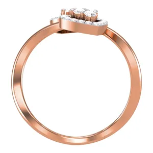 Anillo de Oro Sólido de 18K con Doble Corazón y Racimo de Diamantes de 0.32ct, Estilo Halo Bypass Wrap, Romántico, Certificado IGI, Anillo de Cóctel para Mujer - Product Image 4