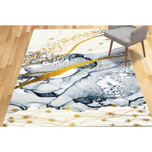 Tapis en marbre doré : Tapis gris scintillant antidérapant, avec poils doux - Product Image 2
