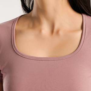 Dusty Pink Y2K Woman <b>Top</b> Slim Fit Short Length Knitted Cotton Lightweight Breathable Fabric Bow Collar Hole Letter Decoration - Product Image 5