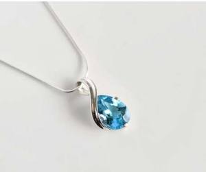 Fait à la main or London Blue Hydro 13x18mm 12x15mm poire forme lunette ensemble pendentif en laiton collier élégant bouddhisme inspiré Fine - Product Image 2