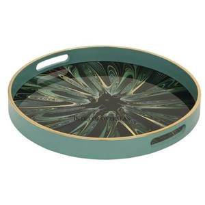 Motif abstrait concepteur émail fini forme ronde meilleure qualité plateau de service en bois maison et hôtel ustensiles de cuisine accessoires - Product Image 1