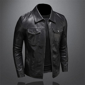 <b>Mens</b> Leather Jackets Long Sleeve Plus Size Pu Jacket <b>Men</b> Leather Coat Casual Motorcycle Biker Coat Leather Jackets Male Big Size - Product Image 3