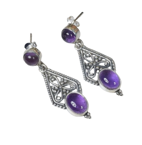 Boucles d'oreilles filles bijoux en argent boucles d'oreilles pour femmes boucles d'oreilles pendantes améthyste pierre précieuse haute qualité 925 argent sterling massif - Product Image 1