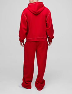 Conjunto Deportivo de Felpa 100% Algodón para Hombre, Color Rojo, 400 GSM, Calidad Superior, Bordado Personalizado, Estilo Holgado y de Pierna Ancha, para Invierno - Product Image 5