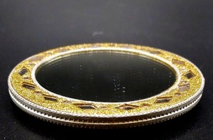 Small inlaid <b>mirror</b>. Antique <b>hand</b> <b>mirror</b>. Travel <b>mirror</b>. Vintage <b>mirror</b>. Vintage makeup <b>mirror</b>. Retro <b>mirror</b>. - Product Image 4