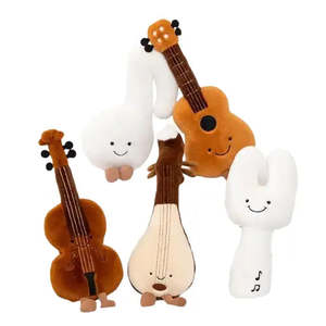 Guitarra de Peluche de 30 cm y Tambor de Mano, Juguete Musical Educativo con Funciones de Aprendizaje, Funciona con Pilas - Product Image 1