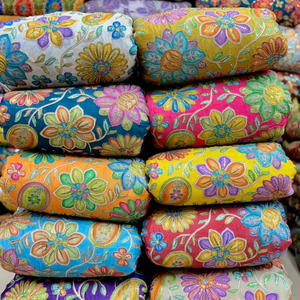 Tela de Georgette Bordada Personalizada de Alta Calidad para Trajes de Niño/Textiles para el Hogar - Diseño Floral Jacquard de Punto por Urdimbre - Product Image 1