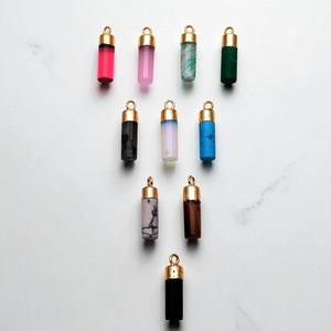 Pendentif en forme de crayon en pierre précieuse d'amazonite naturelle plaqué or pour la fabrication de bijoux à bricoler soi-même - Product Image 2