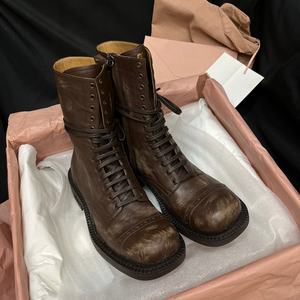 Bottes plates confortables rétro à bride, à bout carré, avec fermeture éclair latérale, couleur unie, pour femme, vente en gros - Product Image 4