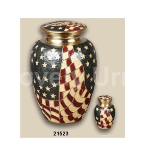 Urnas de cremación para cenizas humanas Bandera americana Urna decorativa grande para hombres adultos y mujeres Urnas de entierro para cenizas humanas adultas - Product Image 1