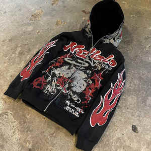 Sweat à capuche surdimensionné à fermeture éclair intégrale pour homme, en molleton 100% coton, avec logo personnalisé OEM sur le devant, design de poche respirant anti-plis - Product Image 3