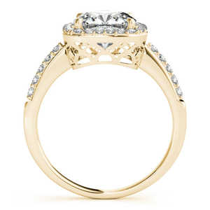 Ensemble de mariage avec halo de diamants taille coussin de 1,17 carat en or jaune 14 carats, forme carrée - Product Image 1