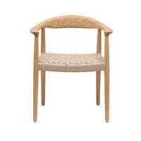 Chaises de salle à manger modernes en teck avec sièges en corde tressée, finition naturelle, écologiques, douces, imperméables, pour restaurant, villa, meubles d'extérieur