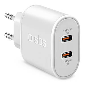 Cargador de Pared TETRPD20CCW de Doble Puerto y 20W, Blanco, USB Tipo-C, Adaptador Caricabatterie - Product Image 1