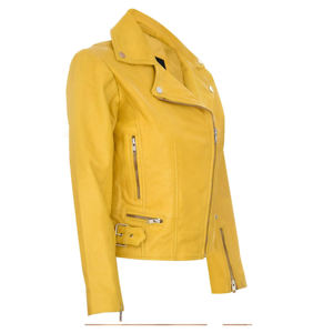 Nouvelle arrivée Veste en cuir d'agneau véritable pour femmes Coupe ajustée, taille XL Plus, Design respirant avec décoration de poche - Product Image 2