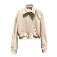 Veste Chauffante Respirante en Cuir Véritable Rose pour Femme, Style Motard, Collection Hiver 2025, Faible MOQ, 100% Cuir de Mouton de Haute Qualité
