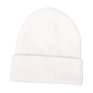 Gorro de invierno en blanco liso plegable de alta calidad Unisex personalizado, gorro de calavera con puño acrílico, gorros informales cálidos de punto - Product Image 3