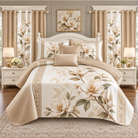 Ensemble de draps de lit personnalisés avec rideaux assortis, drap plat imprimé doux, drap-housse, vente en gros d'usine OEM ODM