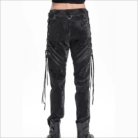 Pantalon cargo en jean ajusté style gothique, sexy, pour boîte de nuit, avec découpes, design fétichiste, punk rock, audacieux, respirant, décontracté