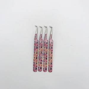 Pince à épiler de revêtement de papier personnalisée à pointe en fibre solide 90 degrés pointe en argent pince à épiler à manche lisse pince à cils étiquette personnalisée - Product Image 5