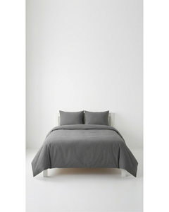 Parure de lit de luxe 4 pièces en polycoton, gris uni, comprenant une housse de couette, un drap-housse et des taies d'oreiller, pour la maison, l'hôtel et l'hôpital - Product Image 1