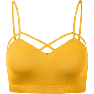Soutien-gorge de sport jaune classique pour femme, design minimaliste, tissu doux et respirant, parfait pour le yoga, l'entraînement et l'usage quotidien - Product Image 1