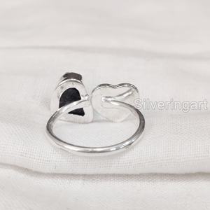 Joyería de piedra áspera Anillo de mujer Tanzanita natural Piedra preciosa cruda Diciembre Piedra natal Corazón Piedra Anillo de plata esterlina 925 - Product Image 5