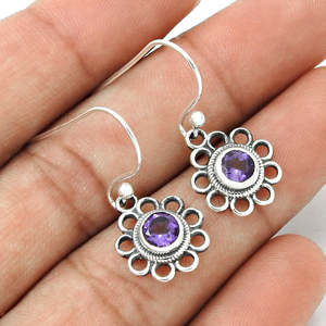 Elegant 925 <b>Sterling</b> <b>Silver</b> Flower <b>Drop</b> <b>Earrings</b> For Women Handmade Bohemian Jewelry Available At Wholesale & Reasonable Price - Product Image 3