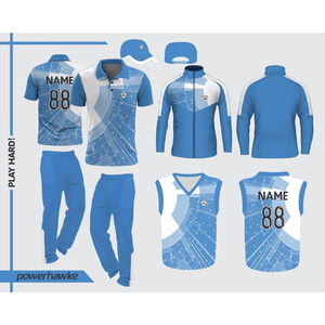 Uniforme de equipo de Cricket con cuello de media manga completa hecho a medida Jersey Pantalones elásticos cómodos Pantalones - Product Image 1