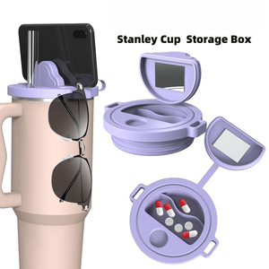 <span class=keywords><strong>2</strong></span>-in-1 Pillendose mit Box-Ersatzdeckel für 40-Unzen-Becher mit Handyhalter und Pillenaufbewahrungsbox - Product Image 1