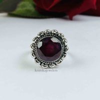 Bague classique en argent sterling 925, best-seller, sertie d'un rubis rouge, style statement, unisexe, pour mariages et fiançailles