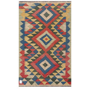 Alfombra Kilim de Maimana, Afganistán, 155 x 95 cm, Textil para el Hogar, Alfombra Afgana Tradicional Hecha a Mano - Product Image 1