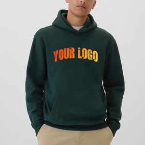 Sudaderas con capucha de algodón 100% de alta calidad para hombre, color sólido, logotipo impreso personalizado, sudaderas con capucha transpirables de gran tamaño 500GSM para hombre - Product Image 1