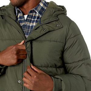 Nouvelle arrivée, veste d'hiver matelassée pour homme, à capuche, fermeture éclair, unie, en toile, style urbain, Green North Face - Product Image 3