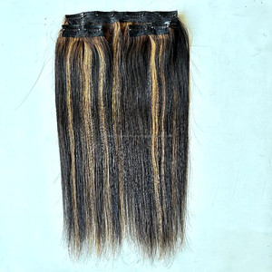 100 Gram Indian Remy Virgin Clip-In Weaving Highlight 100% Extensiones de cabello humano auténtico con 8 abrazaderas - Product Image 4