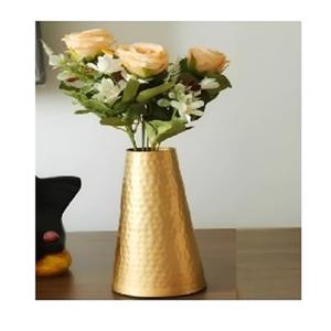 Florero decorativo de hierro y metal para habitación, florero de metal dorado recubierto de polvo dorado, proveedor tradicional indio, mayorista, floreros de metal dorado - Product Image 1