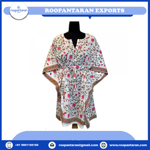 Latest Design Indian Manufacturer <b>Kaftan</b> Free Size Pure Cotton Hand Block Printed Fashionable Beach <b>Kaftans</b> for Bulk Supply - Product Image 2