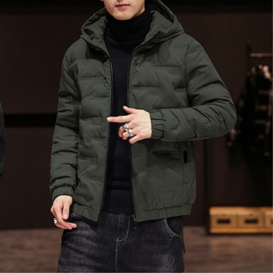 Giacca Parka Imbottita Leggera con Cappuccio e Zip in Lana Knjoy Brant, Design Minimalista, Calda e Confortevole, Vestibilità Casual - Product Image 1