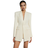 Blazer drapé dos nu Lya pour femme, style féminin, avec poches avant, en tissu de bonne qualité, collection printemps