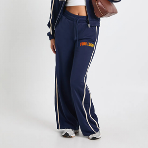 Pantalons de jogging d'hiver pour femmes, logo brodé personnalisé, dentelle, poids lourd, coupe droite, respirant, pour femmes - Product Image 1