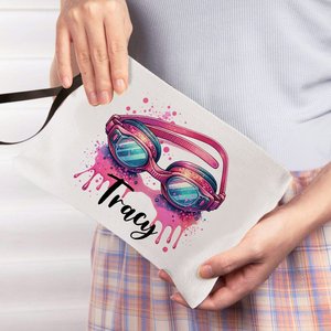 Bolsa de Cosméticos Personalizada para Gafas de Natación Rosas, de Lino y Malla, Estilo Moderno, con Dibujos Animados, Regalo para Amantes del Natación, para Entrenadores y Equipos - Product Image 4