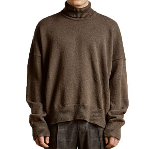 Pull en maille respirant et chaud pour homme, surdimensionné, 300g, anti-froissement, en laine fine, col rond, hiver, personnalisable, ODM/OEM - Product Image 2