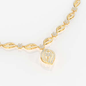 Florence Collection 9k Gold Bridal <b>Necklace</b> with Moissanite Diamond Elegant and Luxurious - Product Image 4