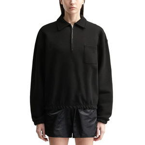 Sweat-shirts à capuche pour femmes très demandés, avec logo personnalisé sur le devant, demi-zip, col montant, effet délavé, imprimés, style streetwear, couleurs personnalisables - Product Image 1