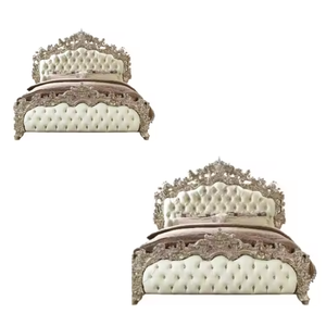 Lits en bois teck solide et tissu avec des conceptions antiques sculptées à la main meubles de chambre nouvelle fabrication - Product Image 2